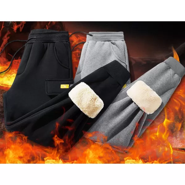 Flygo Men's Winter Casual Fleece Sherpa Lined Athletic Jogger Elastic Drawstring Thicken Sweatpants