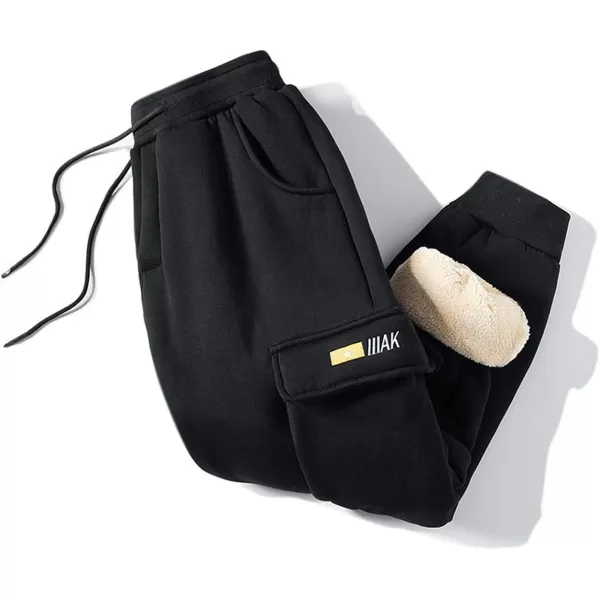 Flygo Men's Winter Casual Fleece Sherpa Lined Athletic Jogger Elastic Drawstring Thicken Sweatpants