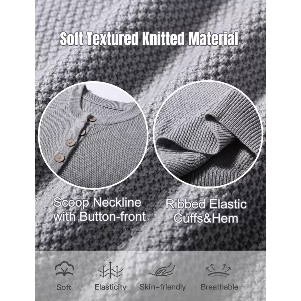 Flygo Midi Sweater Dress for Women Oversized Button V Neck Waffle Knit Dresses Fall Maxi Dress