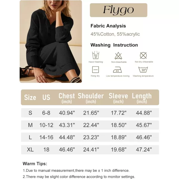 Flygo Midi Sweater Dress for Women Oversized Button V Neck Waffle Knit Dresses Fall Maxi Dress