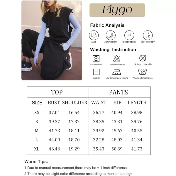 Flygo Womens Casual Jumpsuit Crewneck Cap Sleeve Long Wide Leg Pants One Piece Outfits Drawstring Romper with Pockets