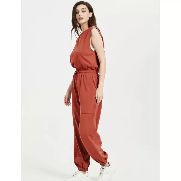 Flygo Womens Casual Jumpsuit Crewneck Cap Sleeve Long Wide Leg Pants One Piece Outfits Drawstring Romper with Pockets
