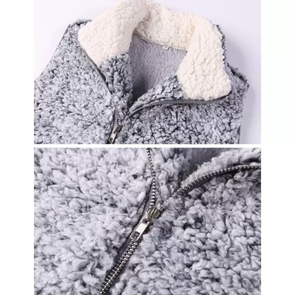 Flygo Women's Casual Zip Up Sherpa Fleece Fuzzy Sleeveless Vest Jacket