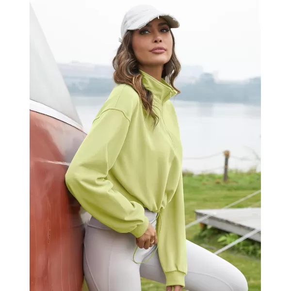 Flygo Womens Half Zip Hoodies Cropped Pullover Sweatshirt Fleece Lined Sweater Tops with Pocket Thumb Hole
