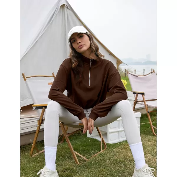 Flygo Womens Half Zip Hoodies Cropped Pullover Sweatshirt Fleece Lined Sweater Tops with Pocket Thumb Hole