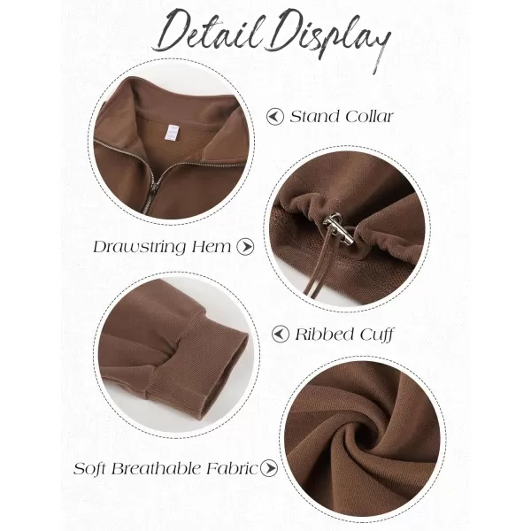 Flygo Womens Half Zip Hoodies Cropped Pullover Sweatshirt Fleece Lined Sweater Tops with Pocket Thumb Hole