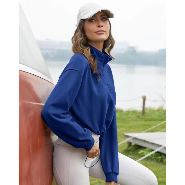 Flygo Womens Half Zip Hoodies Cropped Pullover Sweatshirt Fleece Lined Sweater Tops with Pocket Thumb Hole
