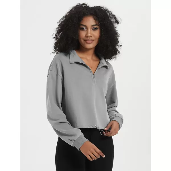 Flygo Womens Half Zip Hoodies Cropped Pullover Sweatshirt Fleece Lined Sweater Tops with Pocket Thumb Hole