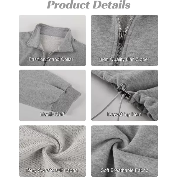 Flygo Womens Half Zip Hoodies Cropped Pullover Sweatshirt Fleece Lined Sweater Tops with Pocket Thumb Hole
