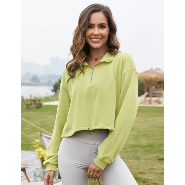 Flygo Womens Half Zip Hoodies Cropped Pullover Sweatshirt Fleece Lined Sweater Tops with Pocket Thumb Hole