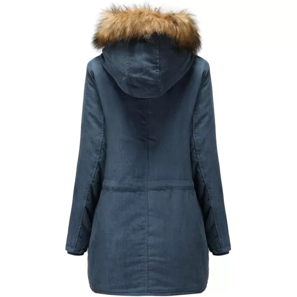 Flygo Women's Hooded Warm Winter Coats Parkas with Faux Fur Lined Outerwear Corduroy Jacket