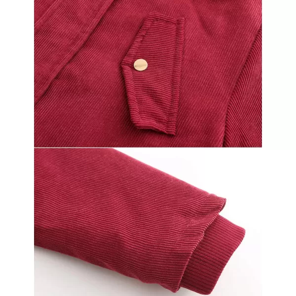 Flygo Women's Hooded Warm Winter Coats Parkas with Faux Fur Lined Outerwear Corduroy Jacket