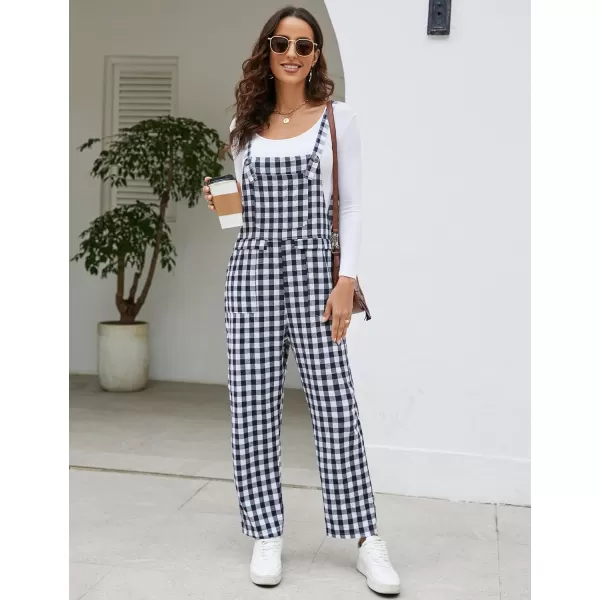 Flygo Womens Overalls Cotton Linen Overalls for Women Loose Fit Harem Wide Leg Jumpsuit with Pockets
