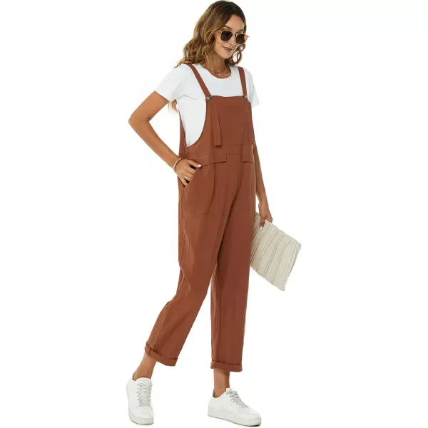 Flygo Womens Overalls Cotton Linen Overalls for Women Loose Fit Harem Wide Leg Jumpsuit with Pockets