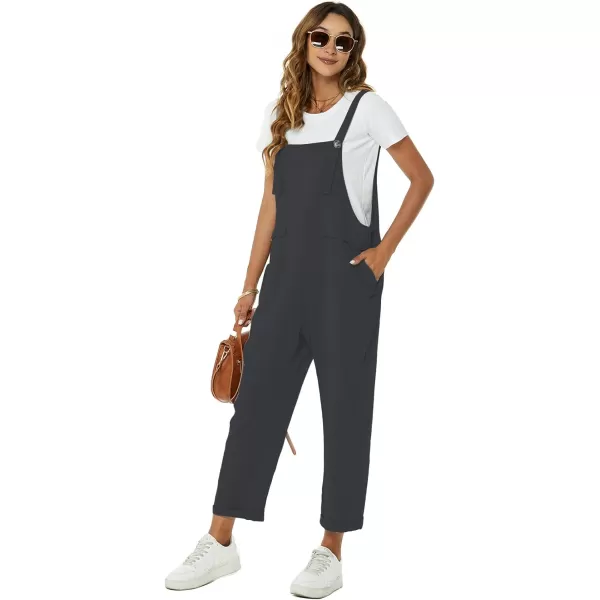 Flygo Womens Overalls Cotton Linen Overalls for Women Loose Fit Harem Wide Leg Jumpsuit with Pockets