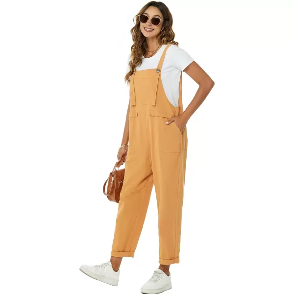 Flygo Womens Overalls Cotton Linen Overalls for Women Loose Fit Harem Wide Leg Jumpsuit with Pockets