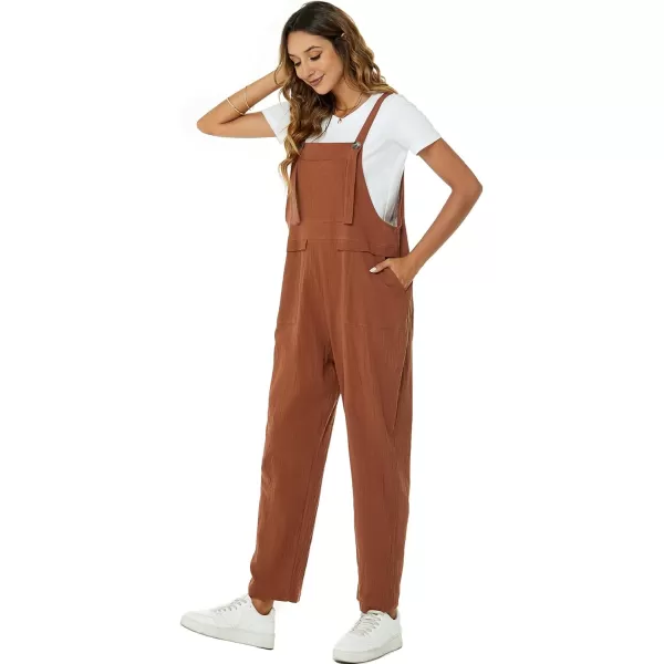 Flygo Womens Overalls Cotton Linen Overalls for Women Loose Fit Harem Wide Leg Jumpsuit with Pockets