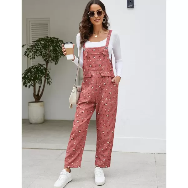 Flygo Womens Overalls Cotton Linen Overalls for Women Loose Fit Harem Wide Leg Jumpsuit with Pockets