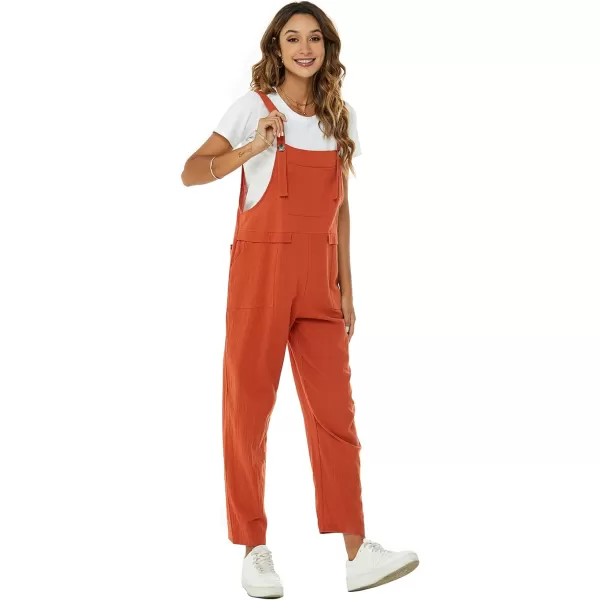 Flygo Womens Overalls Cotton Linen Overalls for Women Loose Fit Harem Wide Leg Jumpsuit with Pockets