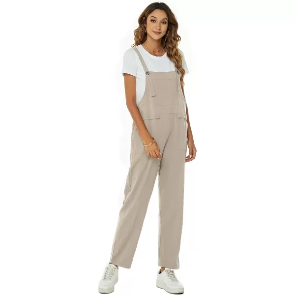 Flygo Womens Overalls Cotton Linen Overalls for Women Loose Fit Harem Wide Leg Jumpsuit with Pockets