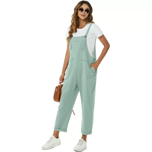 Flygo Womens Overalls Cotton Linen Overalls for Women Loose Fit Harem Wide Leg Jumpsuit with Pockets