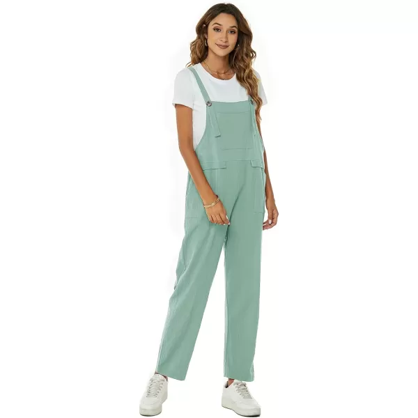 Flygo Womens Overalls Cotton Linen Overalls for Women Loose Fit Harem Wide Leg Jumpsuit with Pockets