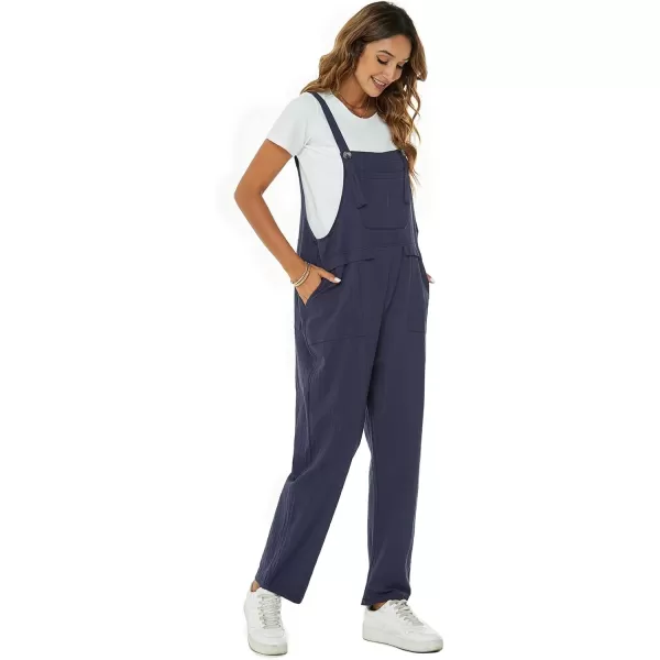 Flygo Womens Overalls Cotton Linen Overalls for Women Loose Fit Harem Wide Leg Jumpsuit with Pockets
