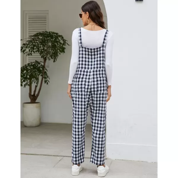 Flygo Womens Overalls Cotton Linen Overalls for Women Loose Fit Harem Wide Leg Jumpsuit with Pockets