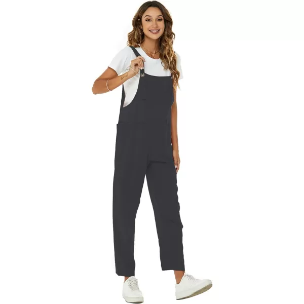 Flygo Womens Overalls Cotton Linen Overalls for Women Loose Fit Harem Wide Leg Jumpsuit with Pockets