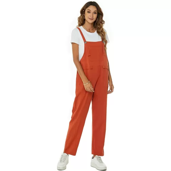 Flygo Womens Overalls Cotton Linen Overalls for Women Loose Fit Harem Wide Leg Jumpsuit with Pockets