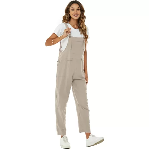 Flygo Womens Overalls Cotton Linen Overalls for Women Loose Fit Harem Wide Leg Jumpsuit with Pockets