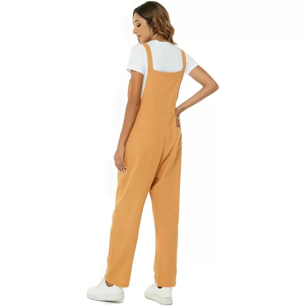 Flygo Womens Overalls Cotton Linen Overalls for Women Loose Fit Harem Wide Leg Jumpsuit with Pockets