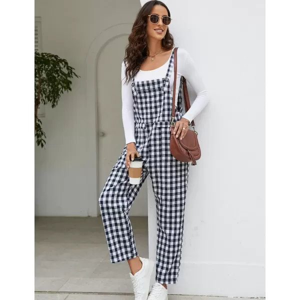 Flygo Womens Overalls Cotton Linen Overalls for Women Loose Fit Harem Wide Leg Jumpsuit with Pockets