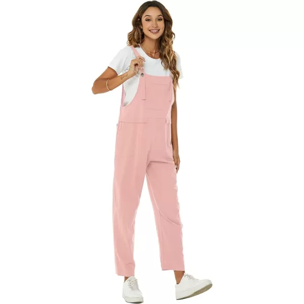 Flygo Womens Overalls Cotton Linen Overalls for Women Loose Fit Harem Wide Leg Jumpsuit with Pockets