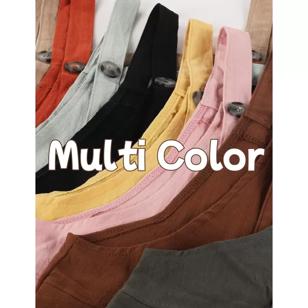 Flygo Womens Overalls Cotton Linen Overalls for Women Loose Fit Harem Wide Leg Jumpsuit with Pockets