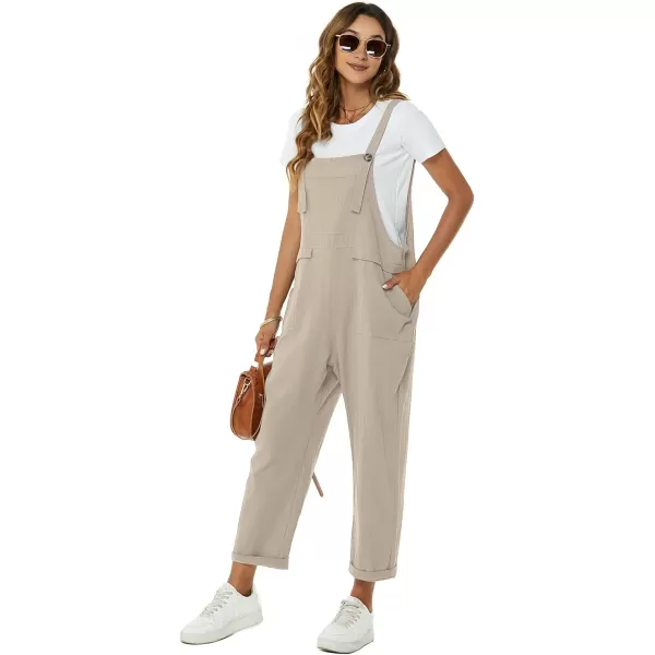 Flygo Womens Overalls Cotton Linen Overalls for Women Loose Fit Harem Wide Leg Jumpsuit with Pockets