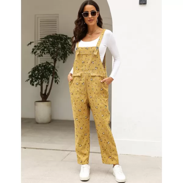 Flygo Womens Overalls Cotton Linen Overalls for Women Loose Fit Harem Wide Leg Jumpsuit with Pockets