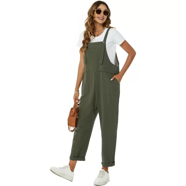 Flygo Womens Overalls Cotton Linen Overalls for Women Loose Fit Harem Wide Leg Jumpsuit with Pockets
