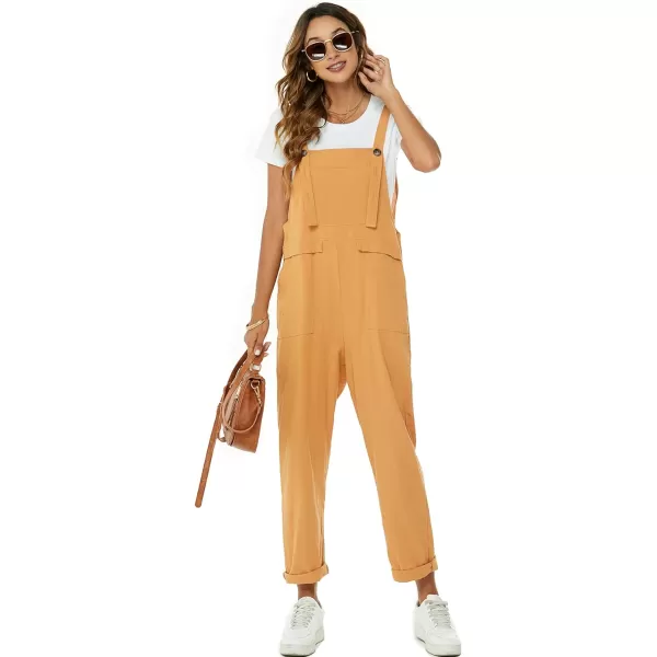 Flygo Womens Overalls Cotton Linen Overalls for Women Loose Fit Harem Wide Leg Jumpsuit with Pockets