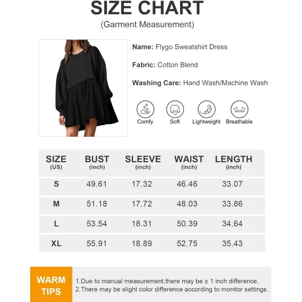 Flygo Womens Oversized Sweatshirt Dress Crewneck Patchwork Long Sleeve Pullover Tunic Flowy Pleated Mini Dresses