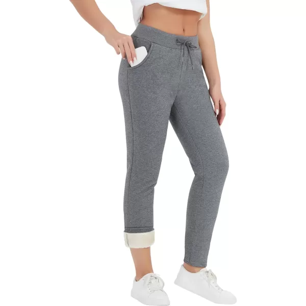 Flygo Womens Sherpa Lined Athletic Sweatpants Winter Active Joggers Fleece Pants)