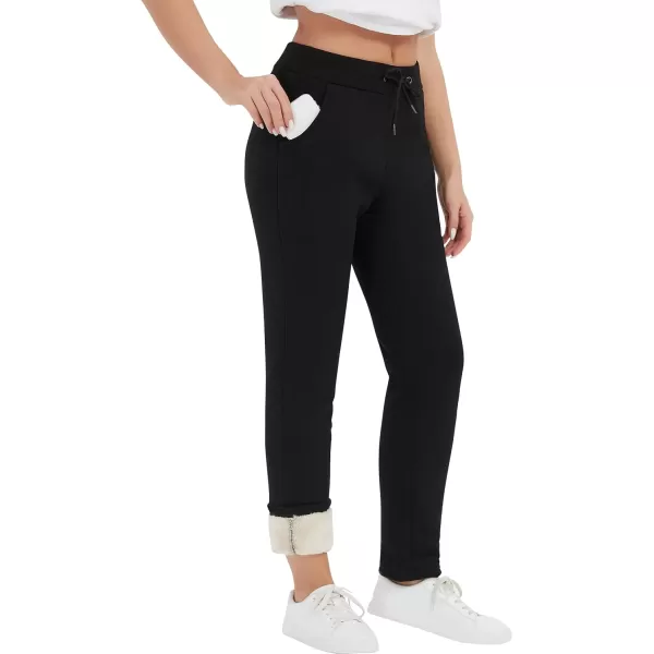 Flygo Womens Sherpa Lined Athletic Sweatpants Winter Active Joggers Fleece Pants)