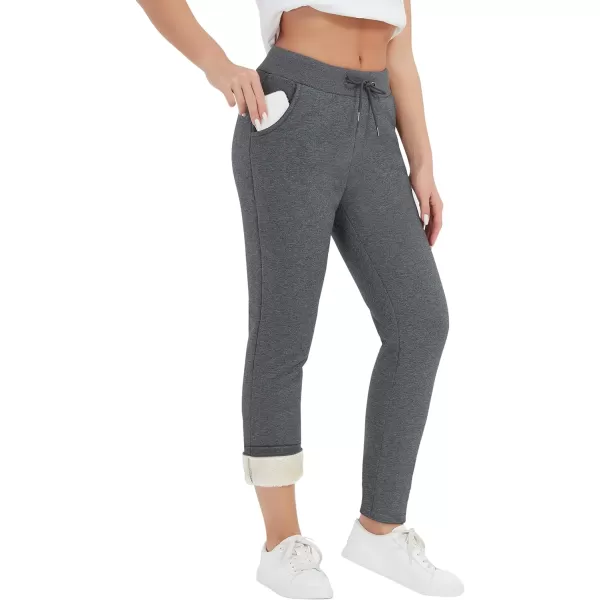 Flygo Womens Sherpa Lined Athletic Sweatpants Winter Active Joggers Fleece Pants)
