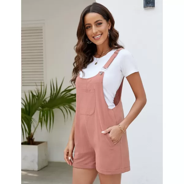 Flygo Women's Short Overalls Summer Casual Cotton Linen Adjustable Bib Shortalls Jumpsuits Romper Shorts with Pockets