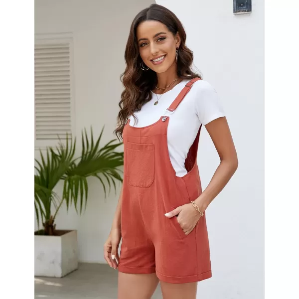 Flygo Women's Short Overalls Summer Casual Cotton Linen Adjustable Bib Shortalls Jumpsuits Romper Shorts with Pockets