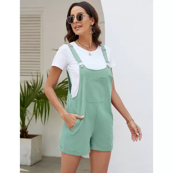 Flygo Women's Short Overalls Summer Casual Cotton Linen Adjustable Bib Shortalls Jumpsuits Romper Shorts with Pockets