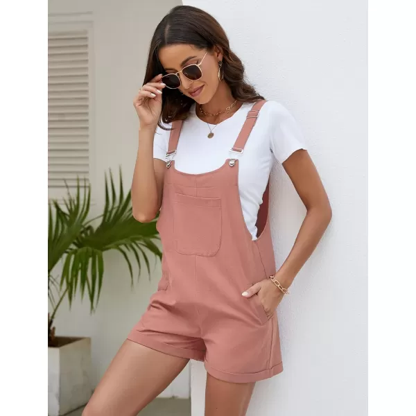Flygo Women's Short Overalls Summer Casual Cotton Linen Adjustable Bib Shortalls Jumpsuits Romper Shorts with Pockets