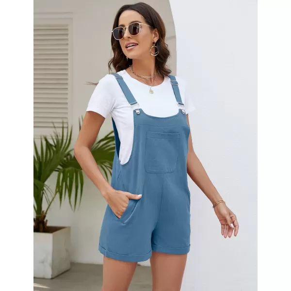 Flygo Women's Short Overalls Summer Casual Cotton Linen Adjustable Bib Shortalls Jumpsuits Romper Shorts with Pockets