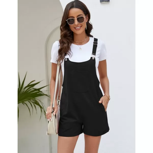 Flygo Women's Short Overalls Summer Casual Cotton Linen Adjustable Bib Shortalls Jumpsuits Romper Shorts with Pockets