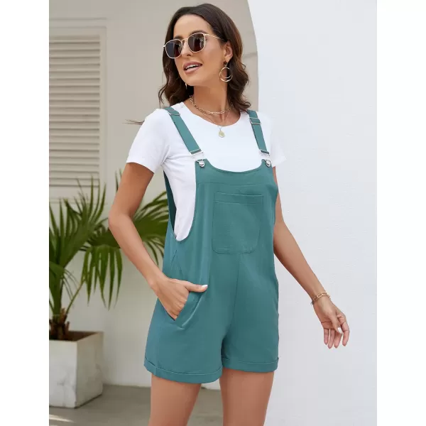 Flygo Women's Short Overalls Summer Casual Cotton Linen Adjustable Bib Shortalls Jumpsuits Romper Shorts with Pockets